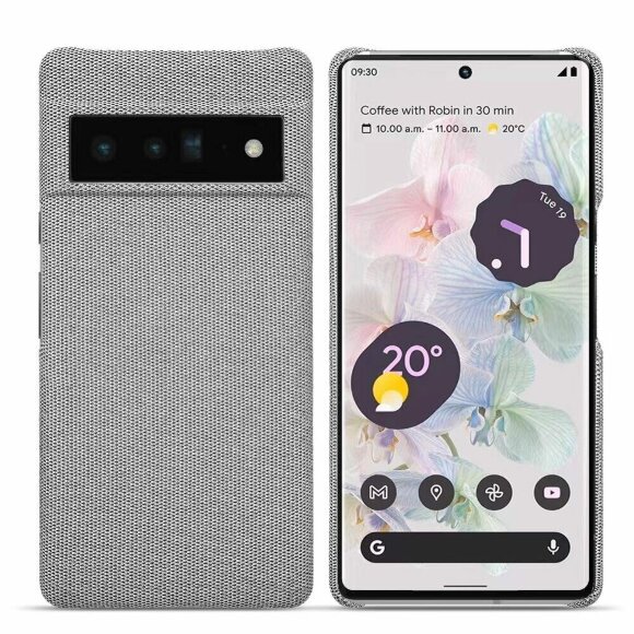 Тканевый чехол Full Cloth Texture для Google Pixel 6a (светло-серый)