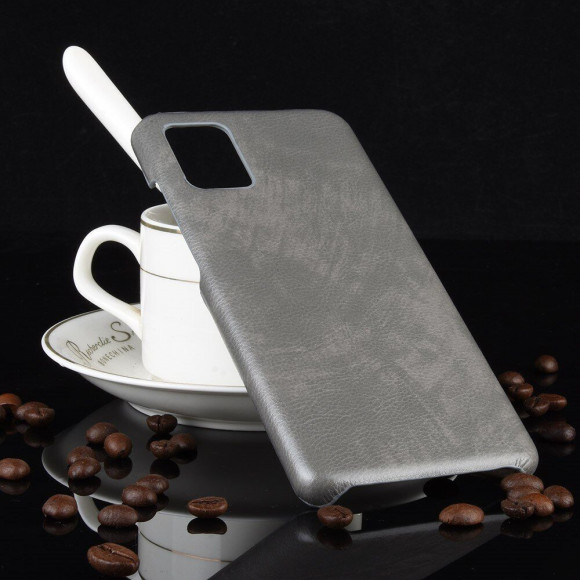 Кожаная накладка-чехол для Samsung Galaxy A71 (серый)