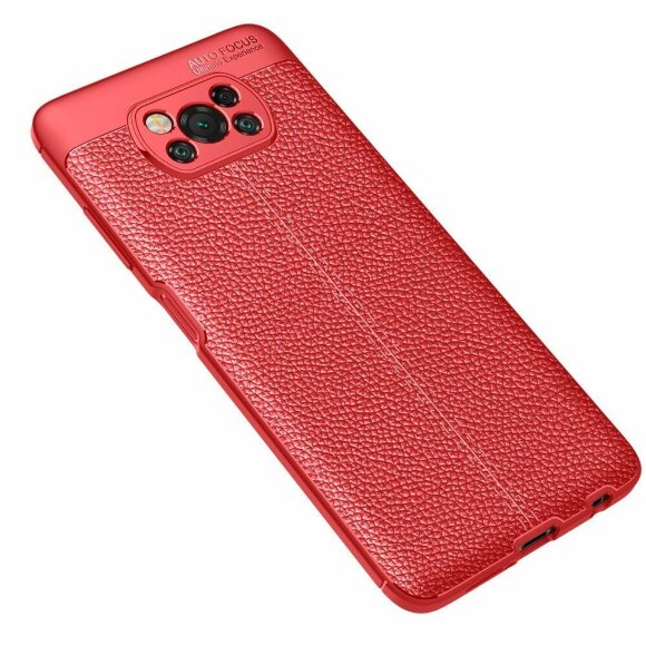 Чехол-накладка Litchi Grain для Xiaomi Poco X3 NFC / Poco X3 / Poco X3 Pro (красный)