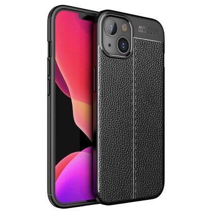 Чехол-накладка Litchi Grain для iPhone 14 Plus (черный)