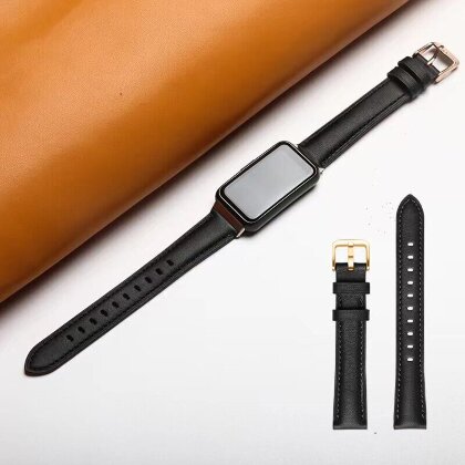 Кожаный ремешок для Huawei Band 7 (черный)