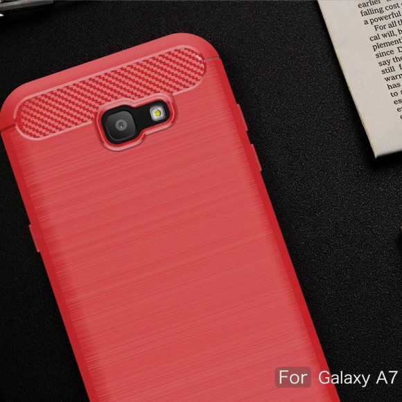 Чехол-накладка Carbon Fibre для Samsung Galaxy A7 (2017) SM-A720F (красный)