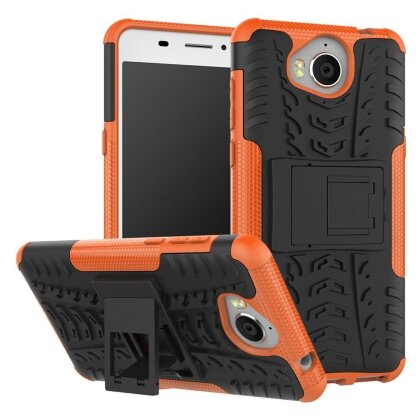 Чехол Hybrid Armor для Huawei Y5 2017 / Y6 2017 (черный + оранжевый)