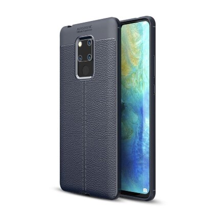 Чехол-накладка Litchi Grain для Huawei Mate 20X (темно-синий)