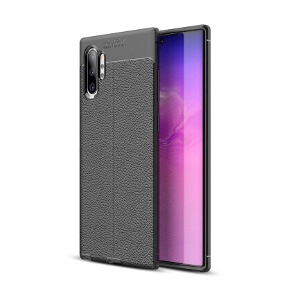 Чехол-накладка Litchi Grain для Samsung Galaxy Note 10+ (Plus) (черный)