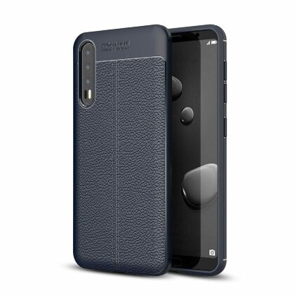 Чехол-накладка Litchi Grain для Huawei P20 Pro / P20 Plus (темно-синий)