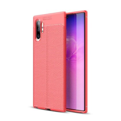 Чехол-накладка Litchi Grain для Samsung Galaxy Note 10+ (Plus) (красный)