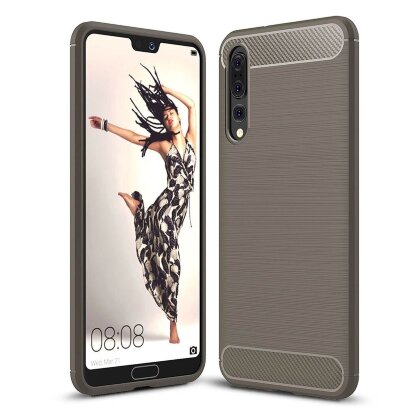Чехол-накладка Carbon Fibre для Huawei P20 Pro / P20 Plus (серый)