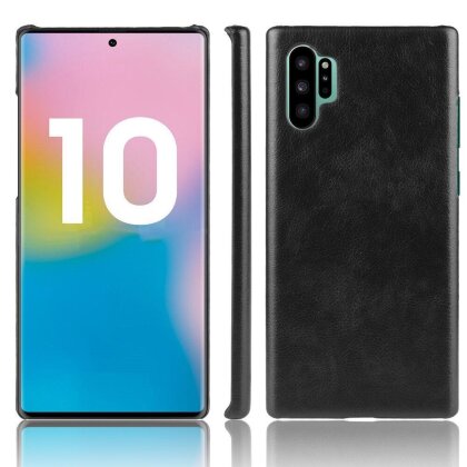 Кожаная накладка-чехол для Samsung Galaxy Note 10+ (Plus) (черный)