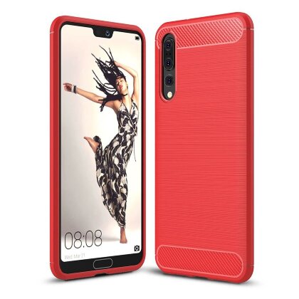 Чехол-накладка Carbon Fibre для Huawei P20 Pro / P20 Plus (красный)
