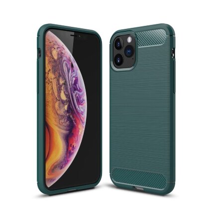 Чехол-накладка Carbon Fibre для iPhone 11 Pro (зеленый)
