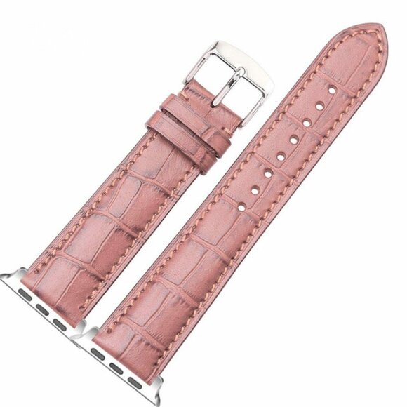 Кожаный ремешок Crocodile Texture для Apple Watch 40 и 38мм (розовый)