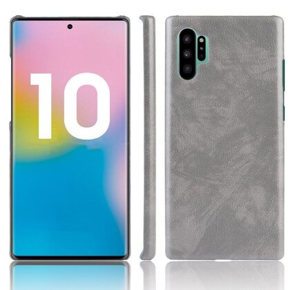 Кожаная накладка-чехол для Samsung Galaxy Note 10+ (Plus) (серый)