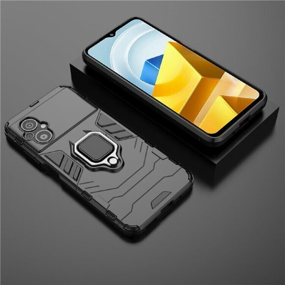 Чехол Armor Ring Holder для Xiaomi Poco M5 4G (черный)