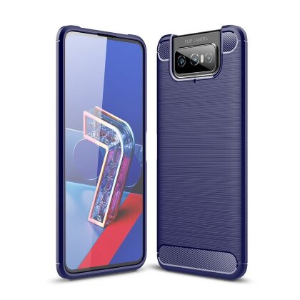 Чехол-накладка Carbon Fibre для Asus Zenfone 7 ZS670KS / Zenfone 7 Pro ZS671KS (темно-синий)
