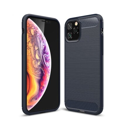 Чехол-накладка Carbon Fibre для iPhone 11 Pro (темно-синий)