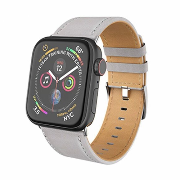 Кожаный ремешок Hoco для Apple Watch 40 и 38мм (серый)
