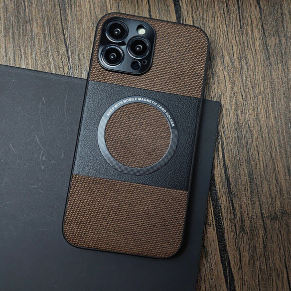 Тканевый чехол Electroplated MagSafe для iPhone 13 (коричневый)