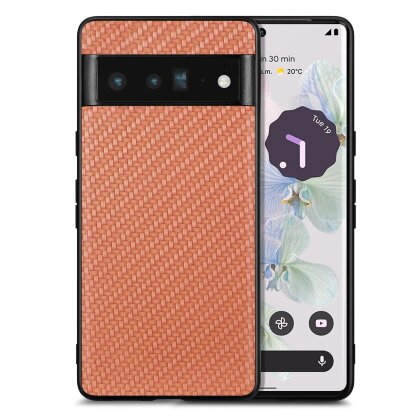 Чехол Carbon Texture для Google Pixel 6 Pro (коричневый)