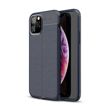 Чехол-накладка Litchi Grain для iPhone 11 Pro (темно-синий)