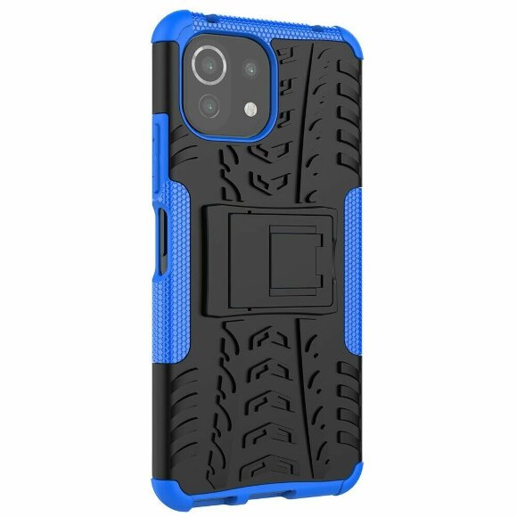 Чехол Hybrid Armor для Xiaomi Mi 11 Lite / Xiaomi Mi 11 Lite 5G (черный + голубой)