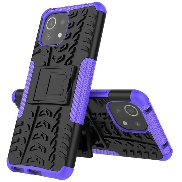 Чехол Hybrid Armor для Xiaomi Mi 11 Lite / Xiaomi Mi 11 Lite 5G (черный + фиолетовый)