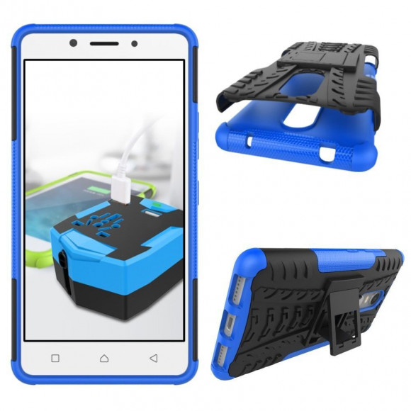 Чехол Hybrid Armor для Lenovo K6 Note (черный + голубой)
