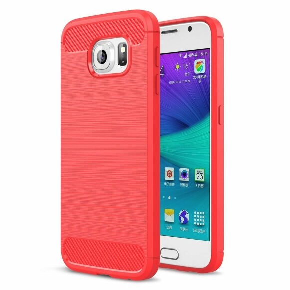 Чехол-накладка Carbon Fibre для Samsung Galaxy S6 (красный)