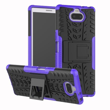 Чехол Hybrid Armor для Sony Xperia 10 (черный + фиолетовый)