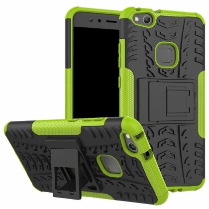Чехол Hybrid Armor для Huawei P10 Lite (черный + зеленый)