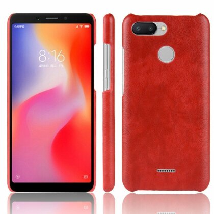 Чехол Litchi Texture для Xiaomi Redmi 6 (красный)
