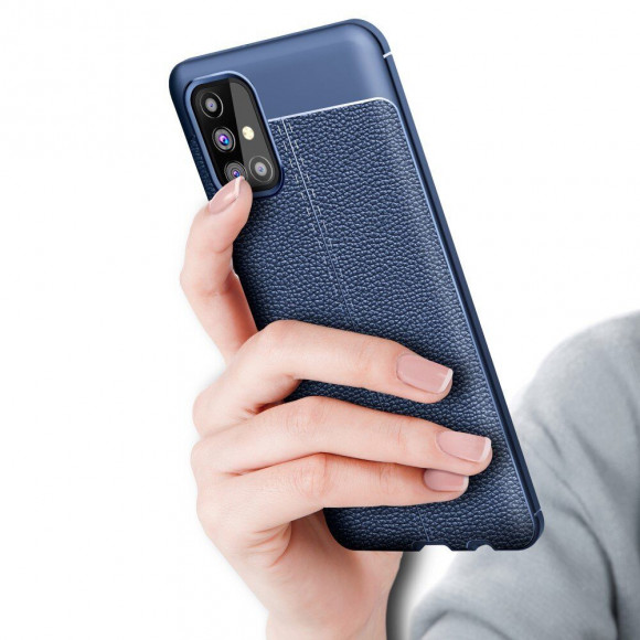 Чехол-накладка Litchi Grain для Samsung Galaxy M31s (темно-синий) Чехол-накладка Litchi Grain для Samsung Galaxy M31s (темно-синий)