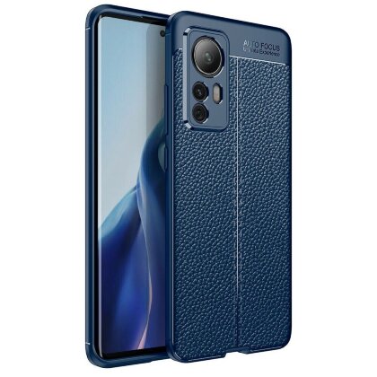 Чехол-накладка Litchi Grain для Xiaomi 12 / Xiaomi 12X / Xiaomi 12S (темно-синий)
