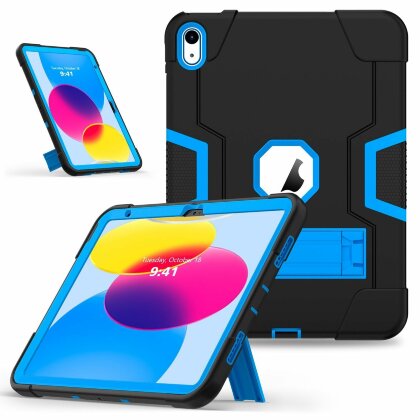 Противоударный гибридный чехол для iPad 10 2022 - 10,9 дюйма (черный+голубой)