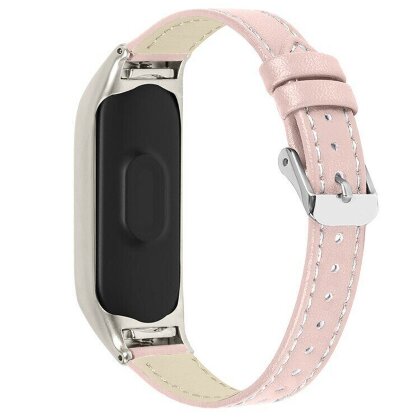 Кожаный ремешок для Xiaomi Smart Band 7 (розовый)