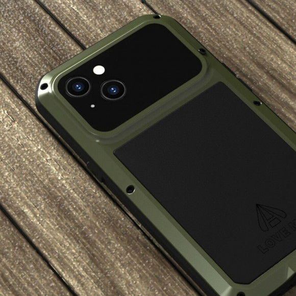 Гибридный чехол LOVE MEI для iPhone 13 (темно-зеленый)