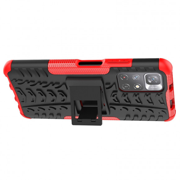 Чехол Hybrid Armor для Xiaomi Poco M4 Pro 5G (черный + красный)