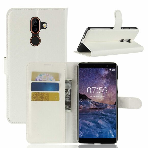 Чехол с визитницей для Nokia 7 Plus (белый)