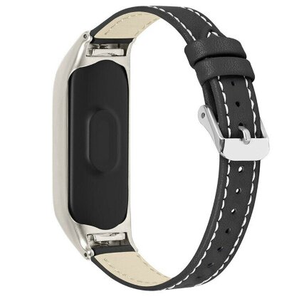 Кожаный ремешок для Xiaomi Smart Band 7 (черный)
