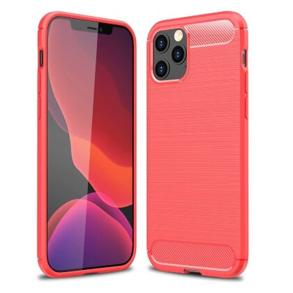 Чехол-накладка Carbon Fibre для iPhone 12 Pro Max (красный)