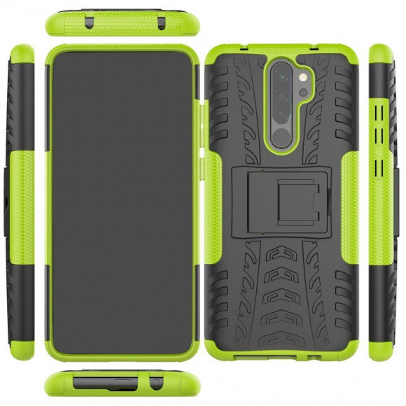 Чехол Hybrid Armor для Xiaomi Redmi Note 8 Pro (черный + зеленый)