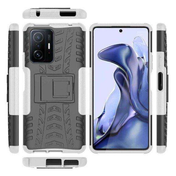 Чехол Hybrid Armor для Xiaomi 11T / Xiaomi 11T Pro (черный + белый)