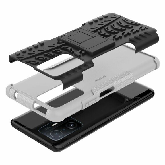 Чехол Hybrid Armor для Xiaomi 11T / Xiaomi 11T Pro (черный + белый)
