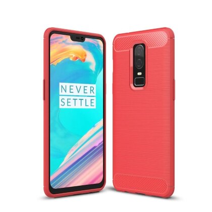 Чехол-накладка Carbon Fibre для OnePlus 6 (красный)