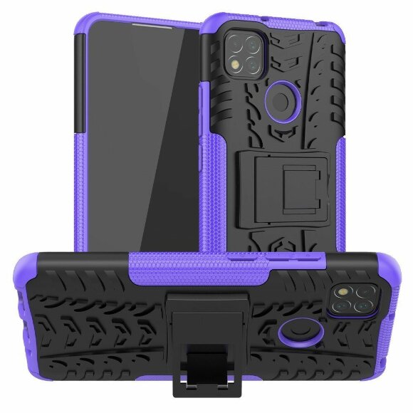 Чехол Hybrid Armor для Xiaomi Redmi 9C (черный + фиолетовый)