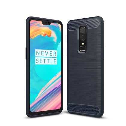 Чехол-накладка Carbon Fibre для OnePlus 6 (темно-синий)