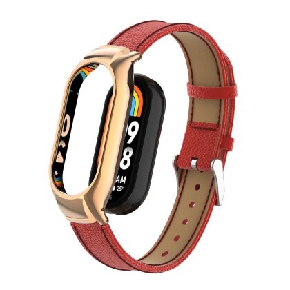 Кожаный ремешок для Xiaomi Mi Smart Band 8, Xiaomi Mi Band 8 (красный)