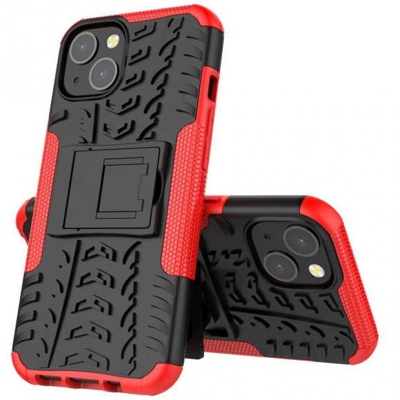 Чехол Hybrid Armor для iPhone 13 (черный + красный)