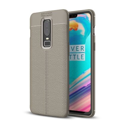 Чехол-накладка Litchi Grain для OnePlus 6 (серый)