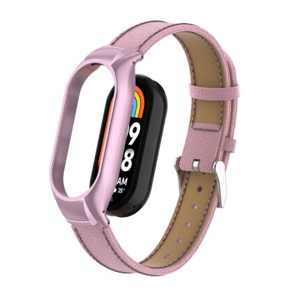 Кожаный ремешок для Xiaomi Mi Smart Band 8, Xiaomi Mi Band 8 (розовый)